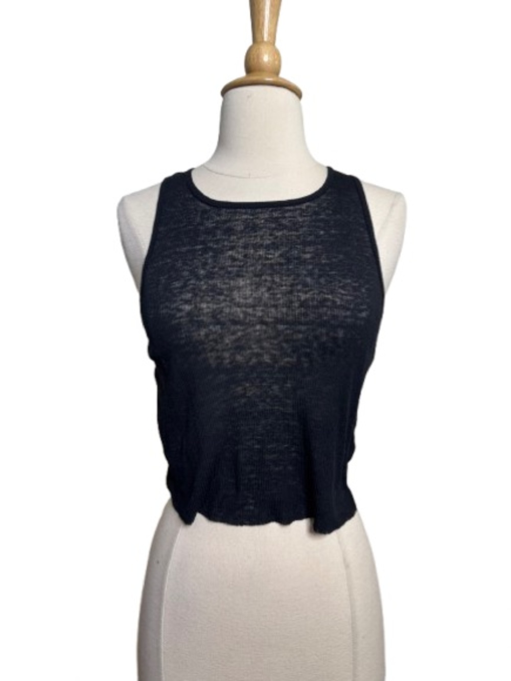 BDG Black Ribbed Sheer Crop Tank